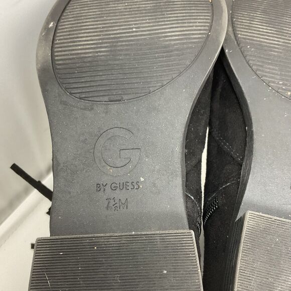 G By Guess Ankle Boots Womens 7.5M Black Suede Fringe Side Zip Booties Shoes - Picture 11 of 13